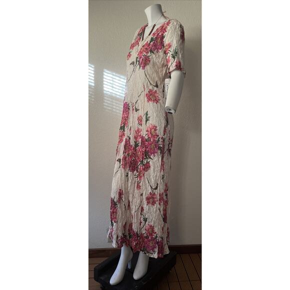 VTG Nostalgia 90s Cottagecore Dress Medium Floral Lace Mesh Layered Maxi Boho - Picture 3 of 16